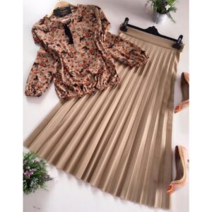 بلوزة مع تنورة بنية تصميم رائع وجذاب - صناعة تركية