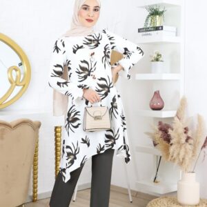 سترة نسائية بيضاء مطبوعة تصميم حديث ورائع – صناعة تركية