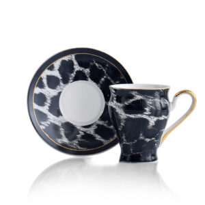 طقم فناجين قهوة أسود مزخرف تصميم حديث ورائع – صناعة تركية