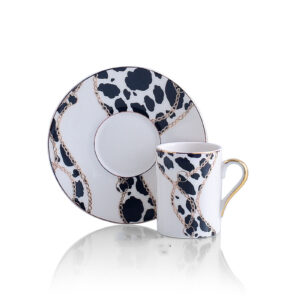 طقم فناجين قهوة مع رسمة على شكل سنسال تصميم حديث وجذاب – صناعة تركية