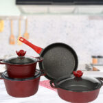 Cookware set dark red 7 pieces - Turkish industry
