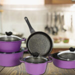 Purple cookware set 9 pieces - Turkish industry