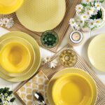 Porcelain dinner set, decorated with a modern design and colors , 24 pieces – Turkish Product