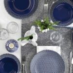 طقم صحون سفرة بورسلان مزخرف تصميم حديث وراقي 24 قطعة – صناعة تركية