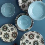 Porcelain dinner set, decorated with a modern design and colors , 24 pieces - Turkish Product