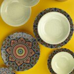 Porcelain dinner set, decorated with a modern design and colors , 24 pieces – Turkish Product