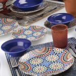Porcelain dinner set, decorated with a modern design and colors , 24 pieces – Turkish Product