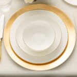 طقم صحون سفرة ذهبي مكون من 16 قطعة تصميم حديث وراقي – صناعة تركية