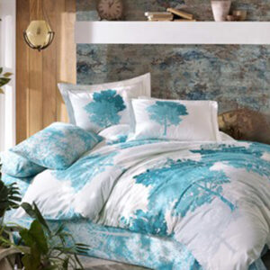 Turquoise and white double bedding set with modern and sophisticated design - Turkish product