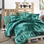 طقم مفارش غطاء السرير أخضر مزوج تصميم حديث وراقي – صناعة تركية