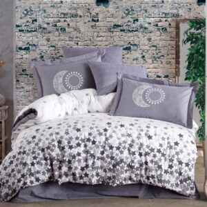 Bed cover set, gray double bedspread, modern and elegant design - Turkish product