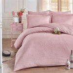 Pink double bedding set with a modern and sophisticated design - Turkish Product