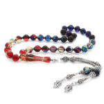 سبحة تركية من العنبر الناري بتصميم راقي وبراق مزينة براشيب الفضة الاسترليني عيار 925