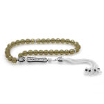 سبحة تركية من حجر السلطان بتصميم راقي وبراق مزينة براشيب الألبكة