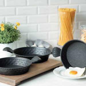 طقم أطباق ألومنيوم تصميم راقي وحديث بجودة عالية / دايموند جراي 3 قطع – صناعة تركية – بيع بالجملة