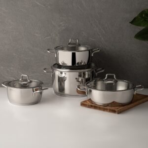 طقم أواني طهي ستيل كلاسيك فضي بتصميم حديث ورائع / صناعة تركية - بيع بالجملة
