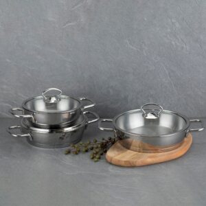 طقم أواني طهي من الفولاذ بتصميم راقي وحديث / صناعة تركية – بيع بالجملة