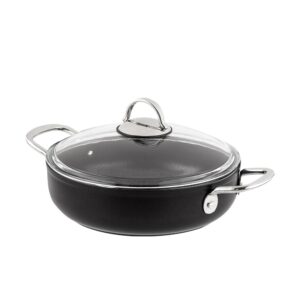 طنجرة تيتانيوم منخفضة سوداء مقاس 26 سم بتصميم حديث ورائع / صناعة تركية – بيع بالجملة