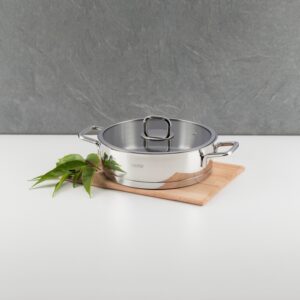 طنجرة فضية من الفولاذ مقاس 26 سم بتصميم حديث ورائع / صناعة تركية – بيع بالجملة