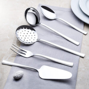 مجموعة أدوات تقديم الطعام تصميم راقي وحديث بجودة عالية / كاتري سادة 5 قطع – صناعة تركية – بيع بالجملة