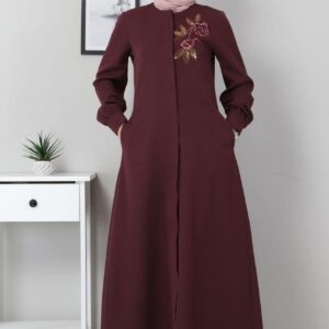 جلباب نسائي مع طبعة على شكل وردة بتصميم حديث ورائع / صناعة تركية - بيع بالجملة