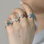 خاتم فضة أسترليني على شكل نجم البحر تصميم رائع وجذاب / صناعة تركية – بيع بالجملة