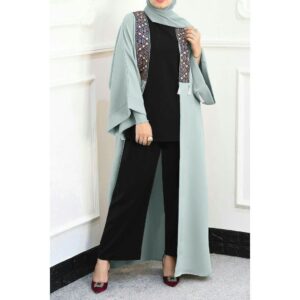 طقم نسائي 3 قطع مزخرف بتصميم حديث ورائع / صناعة تركية – بيع بالجملة