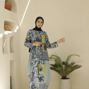 فستان نسائي بزخرفات نباتية تصميم حديث ورائع / صناعة تركية - بيع بالجملة