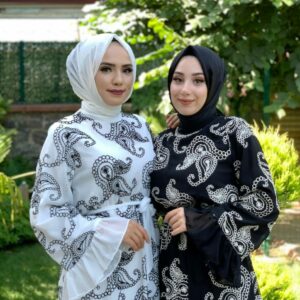 فستان نسائي مزخرف بأكمام واسعة تصميم رائع وجذاب / صناعة تركية - بيع بالجملة