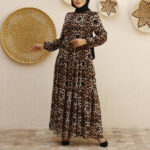 فستان نسائي مع حزام للخصر موديل جديد بتصميم أنيق ورائع / صناعة تركية - بيع بالجملة