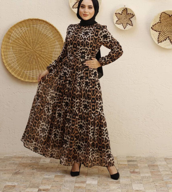 فستان نسائي مع حزام للخصر موديل جديد بتصميم أنيق ورائع / صناعة تركية - بيع بالجملة