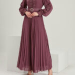 فستان نسائي منقوش ومكسر بتصميم عصري وأنيق / صناعة تركية - بيع بالجملة